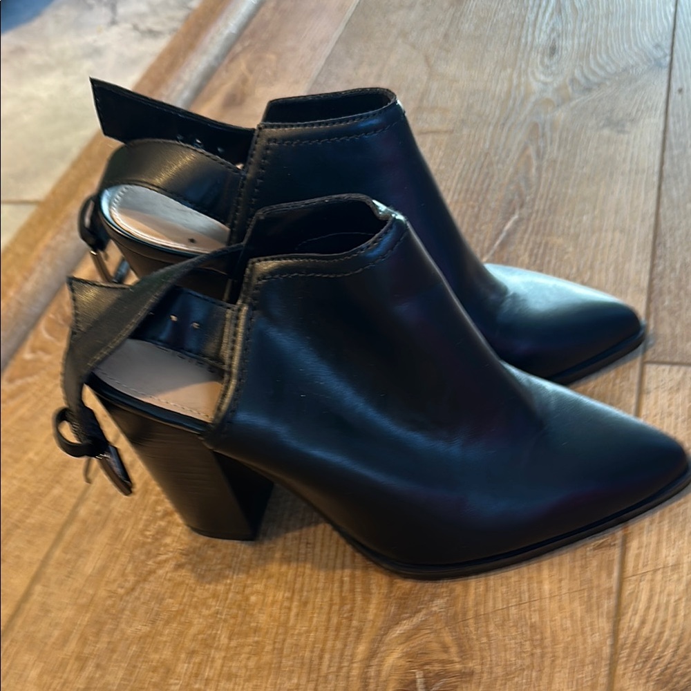 Black Leather Women's Ankle Boots